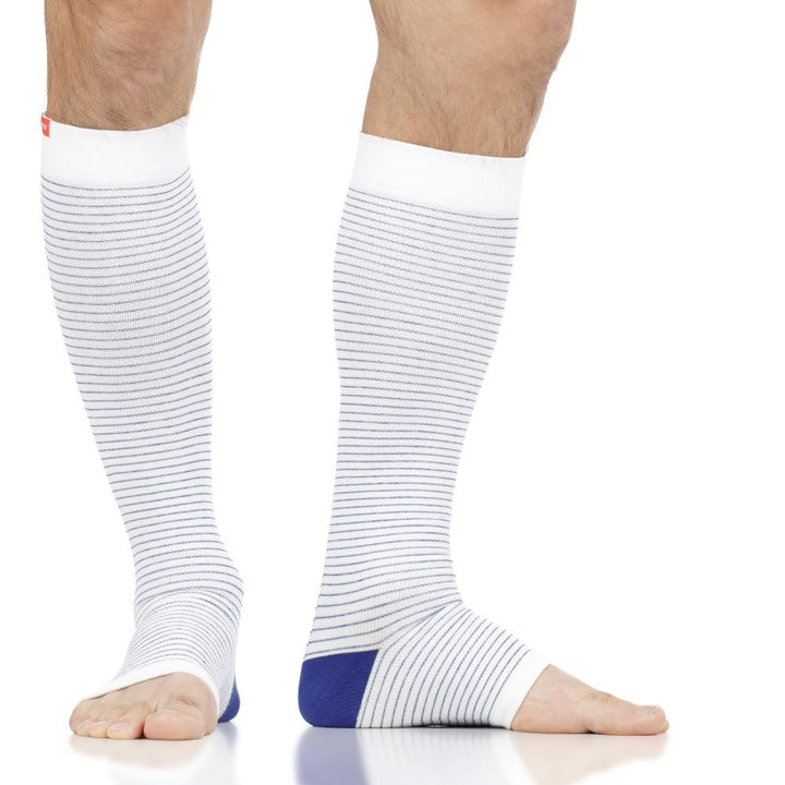 20-30 mmHg: Pinstripe (Open Toe Cotton Compression Socks)