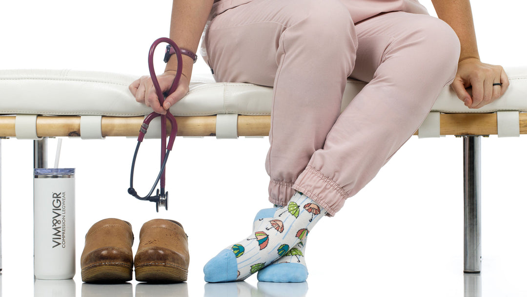 nurse wearing compression socks