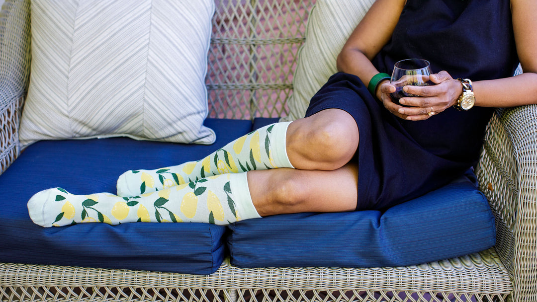 Woman wearing compression socks