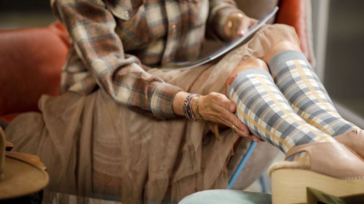 woman wearing compression socks
