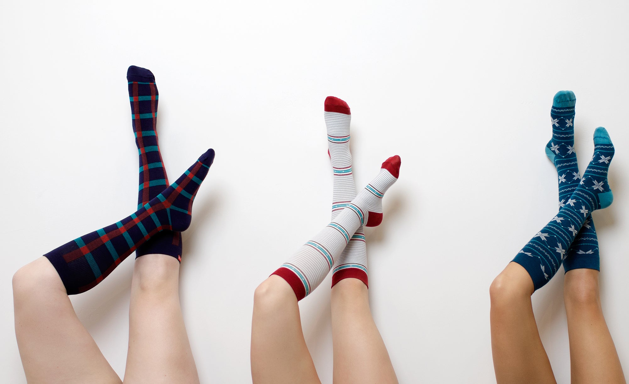 compression socks in three different styles