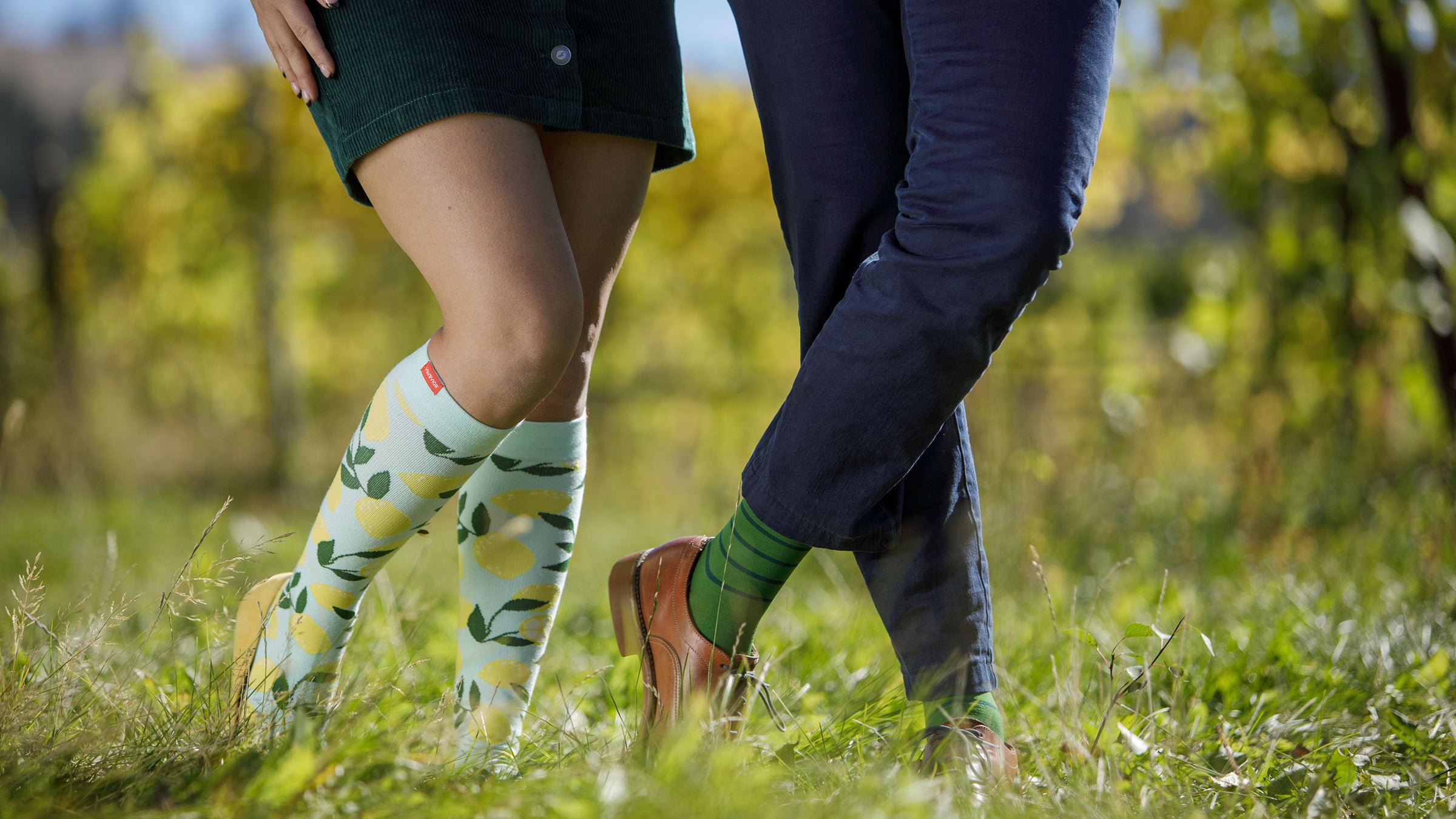 Man and Woman with POTS wearing compression socks