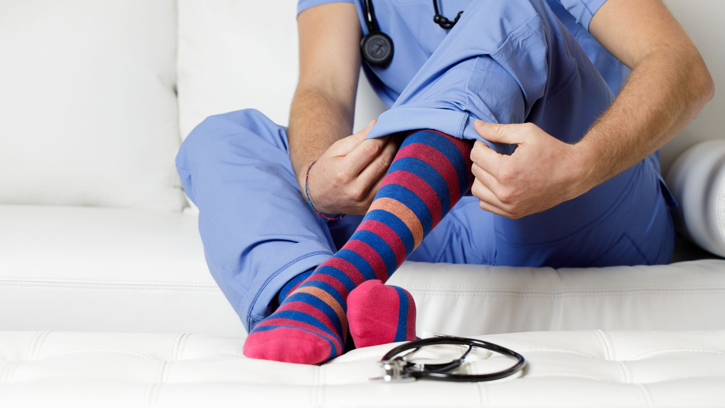 nurse wearing compression socks
