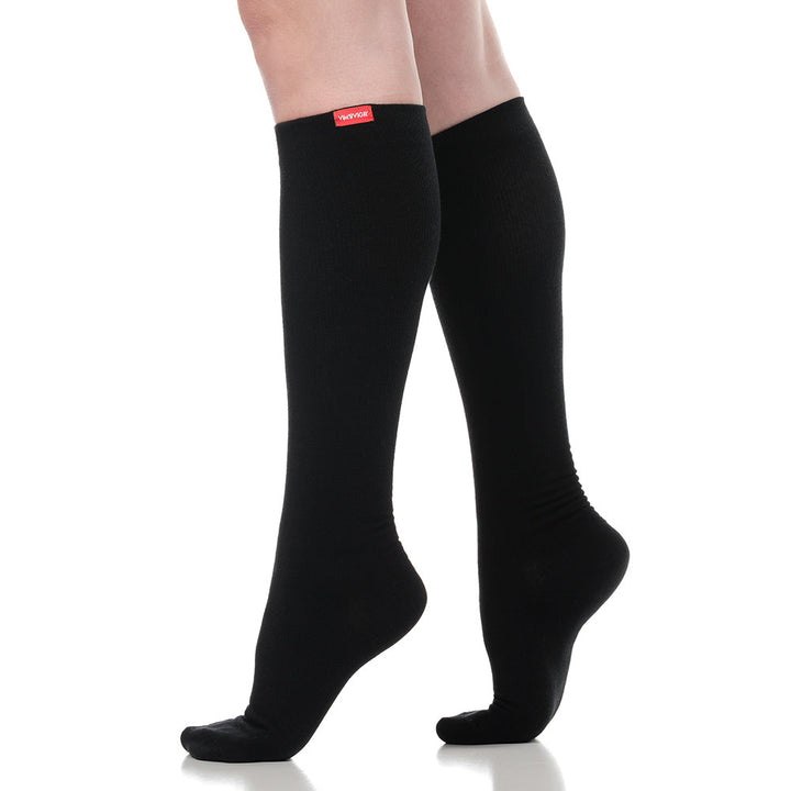 15-20 mmHg: Solid Black (Moisture-wick Nylon) compression socks for men & women