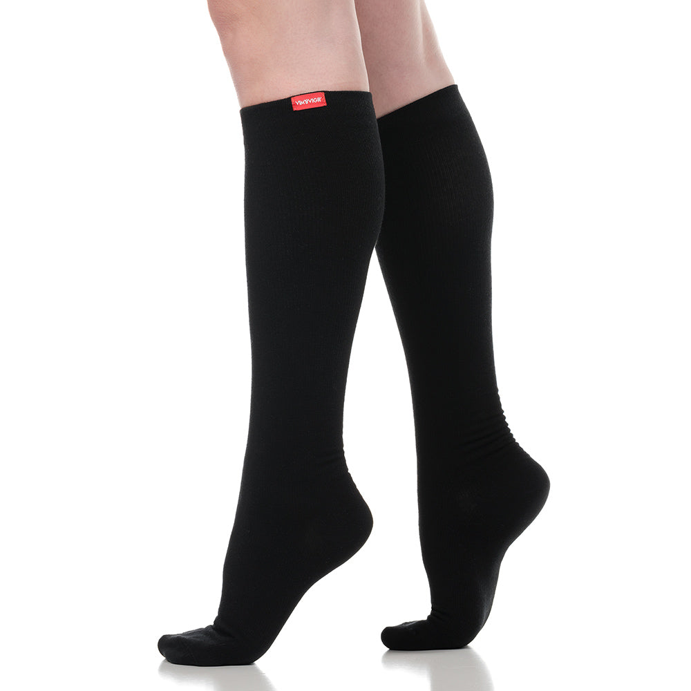 15-20 mmHg: Solid Black (Moisture-wick Nylon) compression socks for men & women