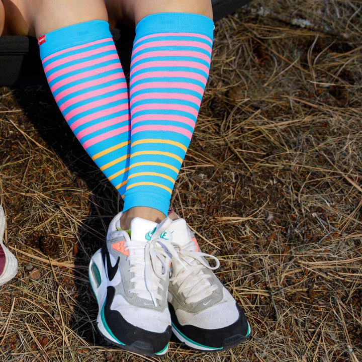 15-20 mmHg: Compression Leg Sleeves - Falling Stripe (Nylon)