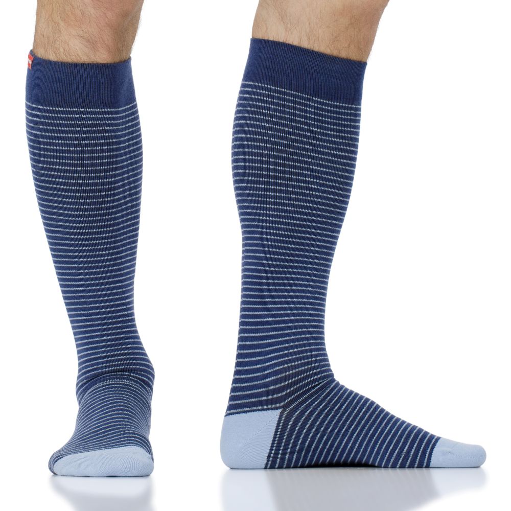 Pinstripe Navy & Light Blue compression socks