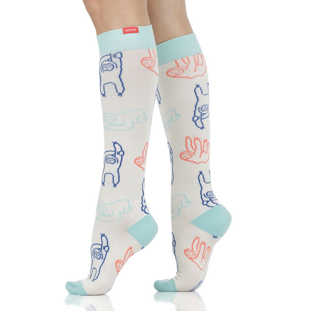 Slumbering Sloths (Nylon - Seamless Toe Compression Socks)