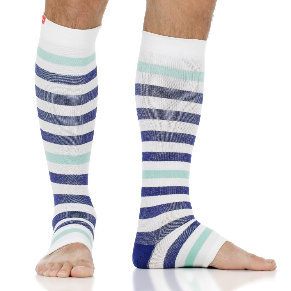 20-30 mmHg: Thick Stripe (Open Toe Sock - Cotton)