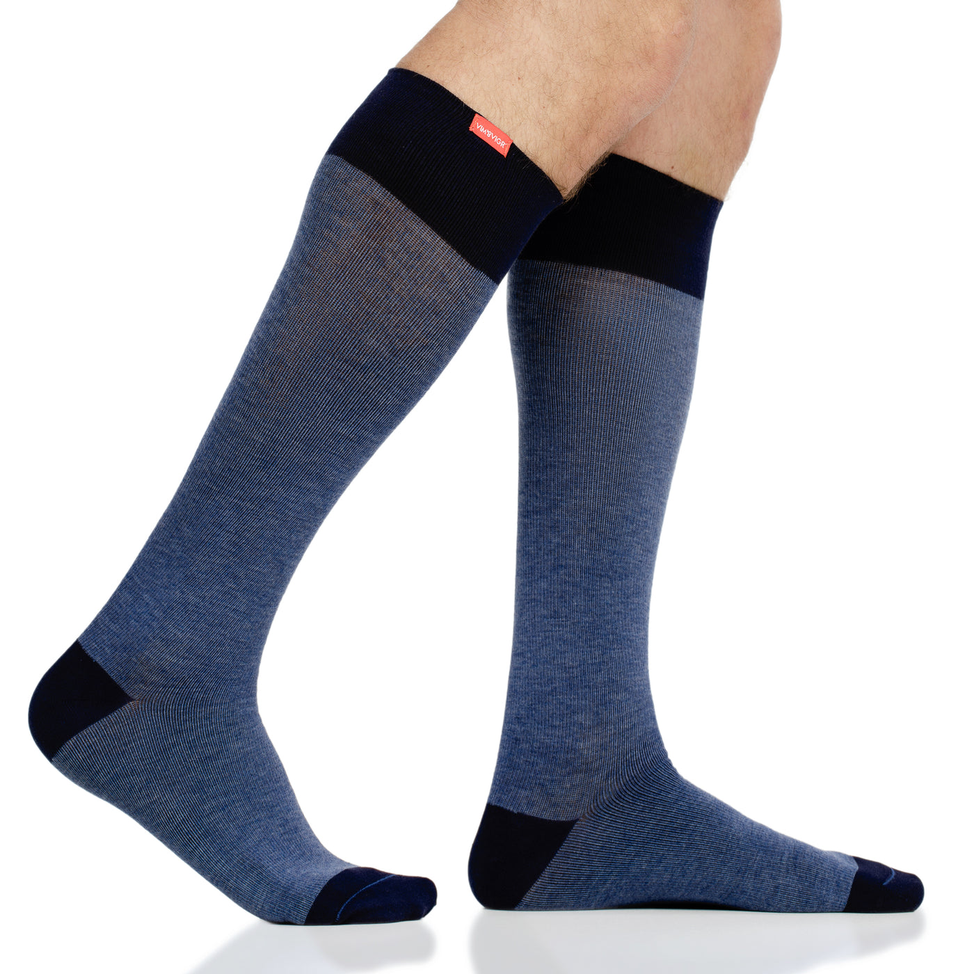 Cotton medical-grade 20-30 mmHg: Heathered Collection Navy (Cotton) compression socks for men & women