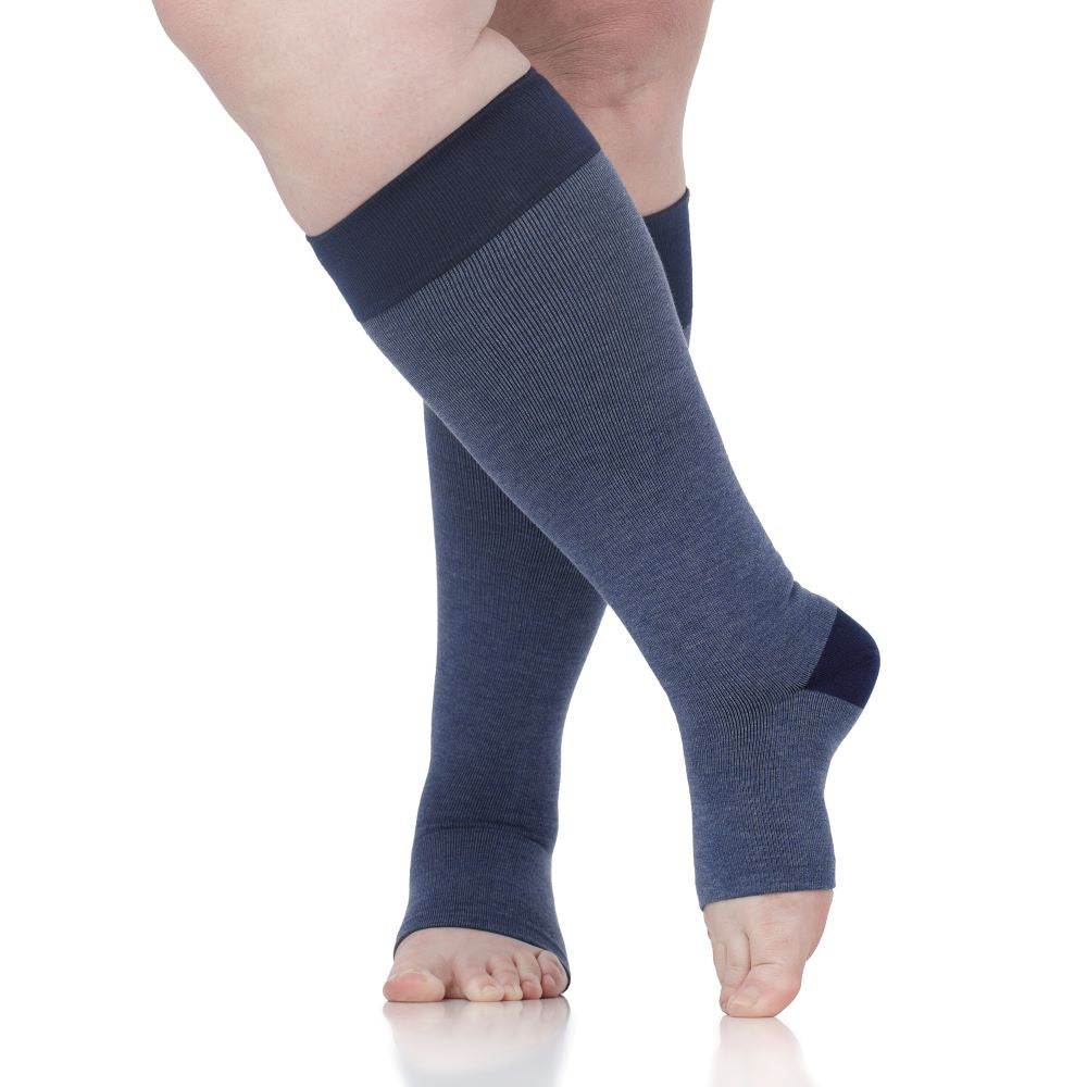 20-30 mmHg: Heathered Collection (Open Toe Sock - Cotton)