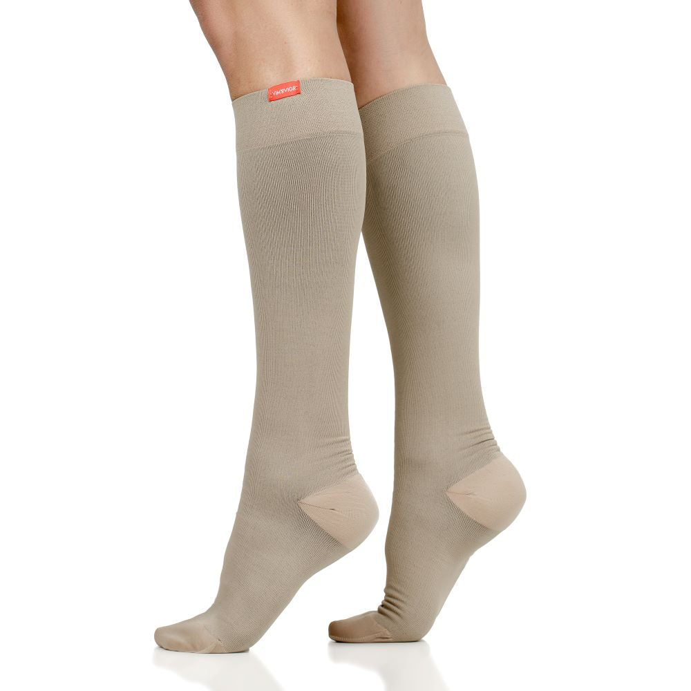 Medical-grade 20-30 mmHg: Solid Cashew (Moisture-wick Nylon) compression socks