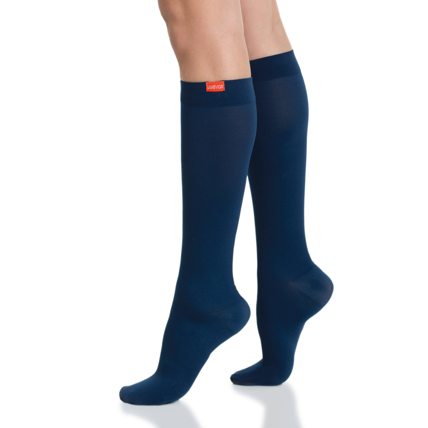 15-20 mmHg: Solid Navy (Moisture-wick Nylon) compression socks for men & women