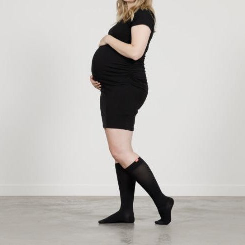 Pregnant women wearing 15-20 mmHg: Solid Black (Merino Wool) Compression Socks 